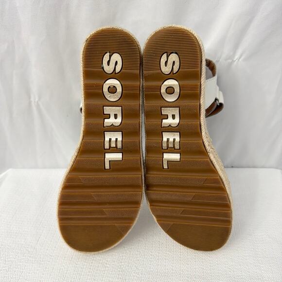Sorel Cameron Flatform Sandals Womens 9.5 Slingback Espadrille White Leather - Picture 13 of 13